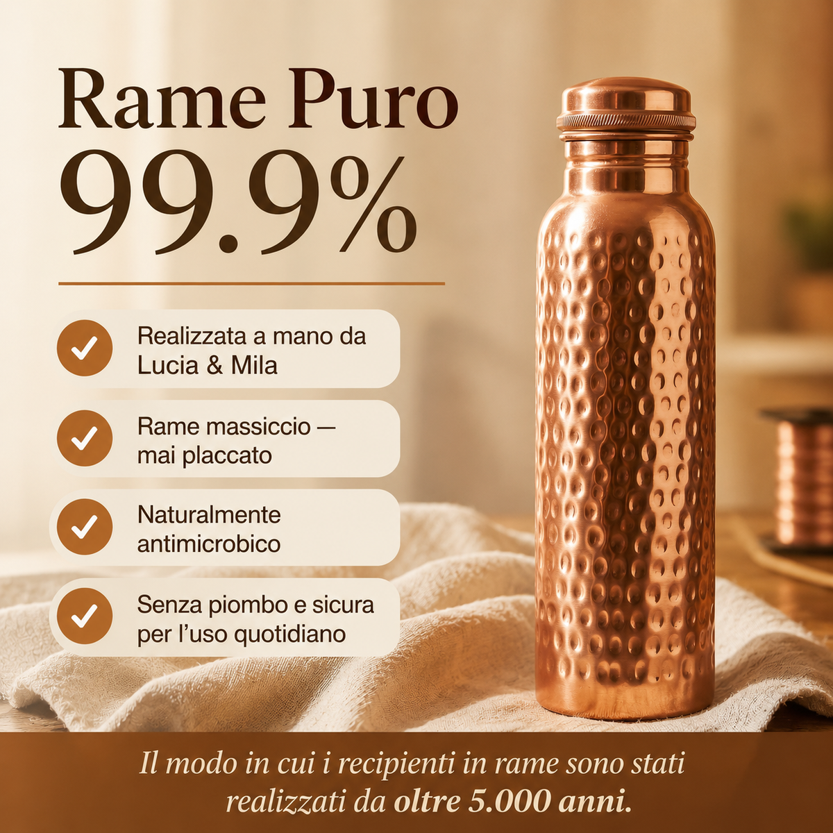 Botella de Cobre Puro Elara