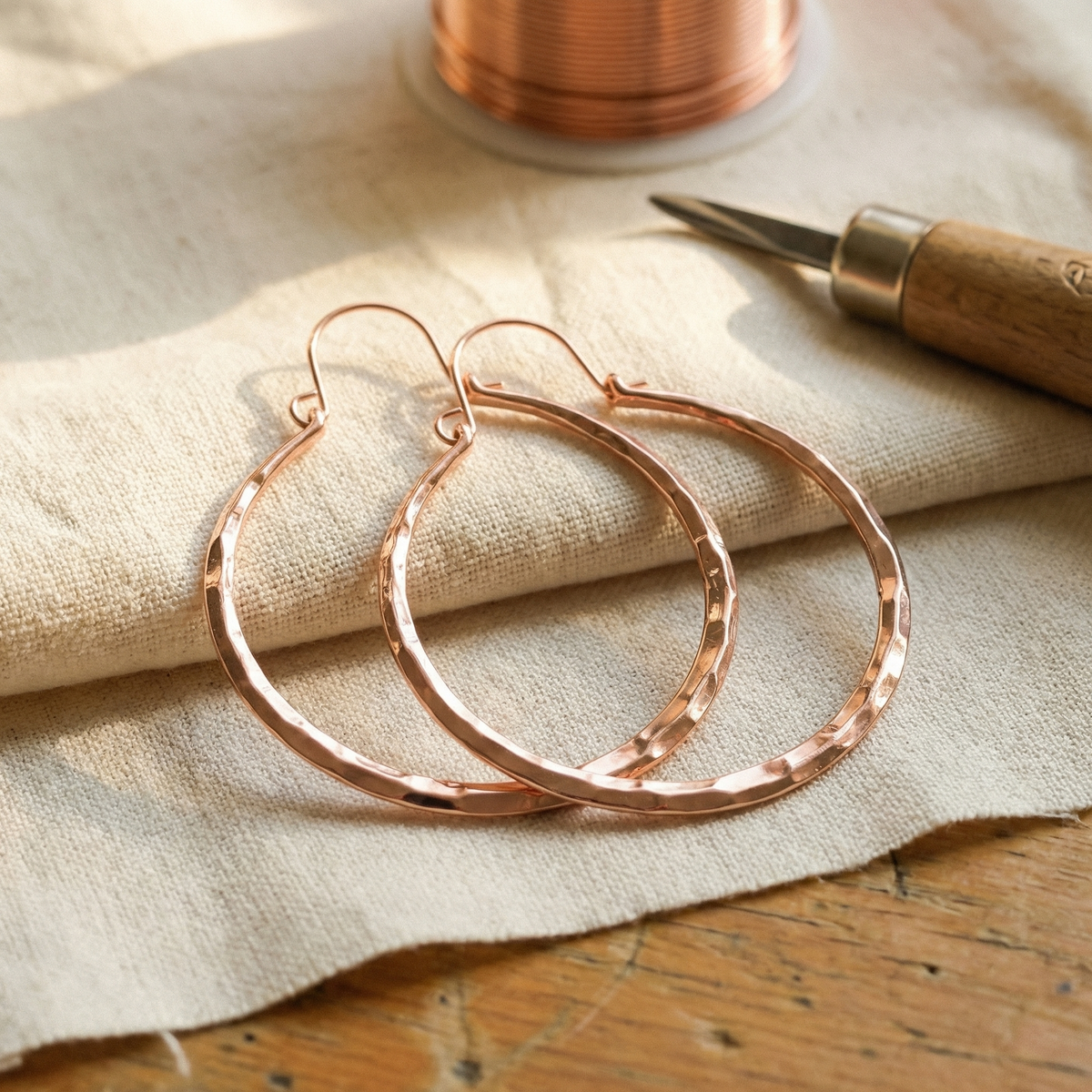 Pendientes de Cobre Elara - Sauce