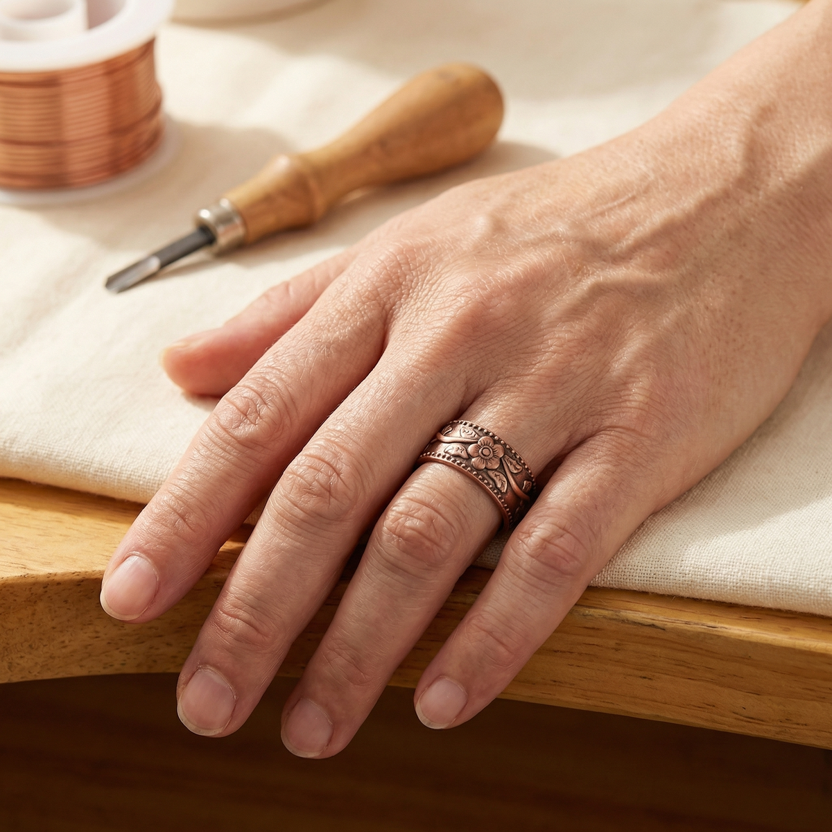 Anillo de Cobre Elara - Pétalo
