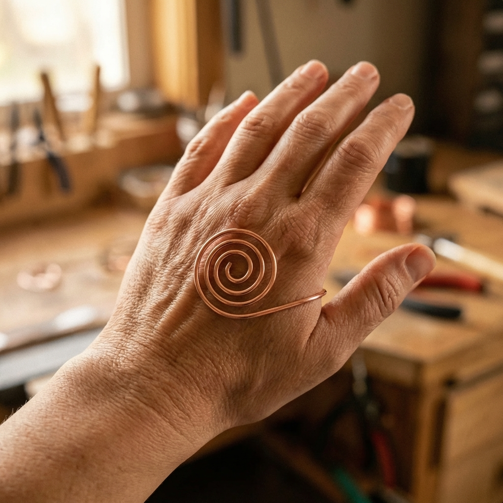 Espiral de Mano en Cobre Elara - Trenzado