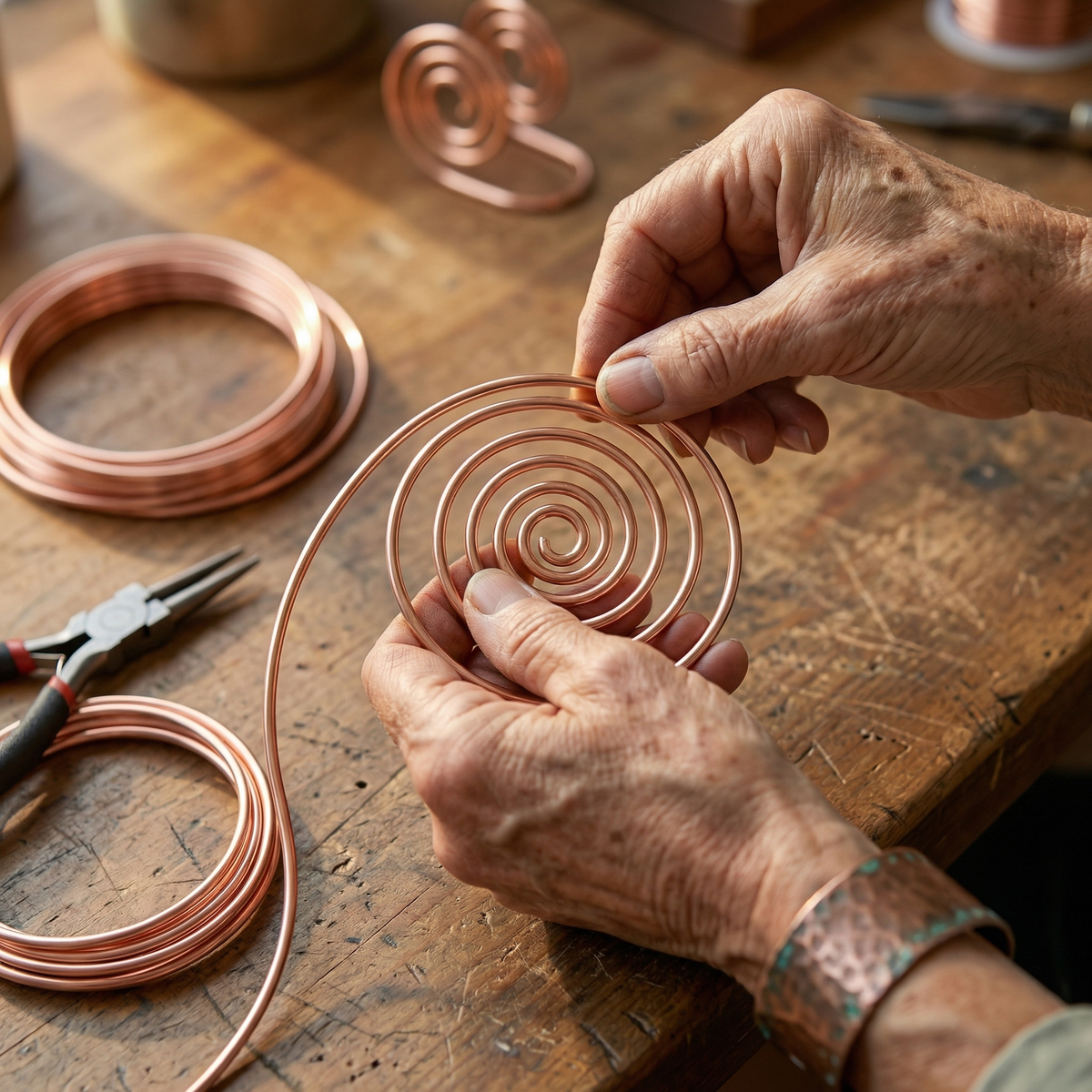 Espiral de Mano en Cobre Elara - Trenzado