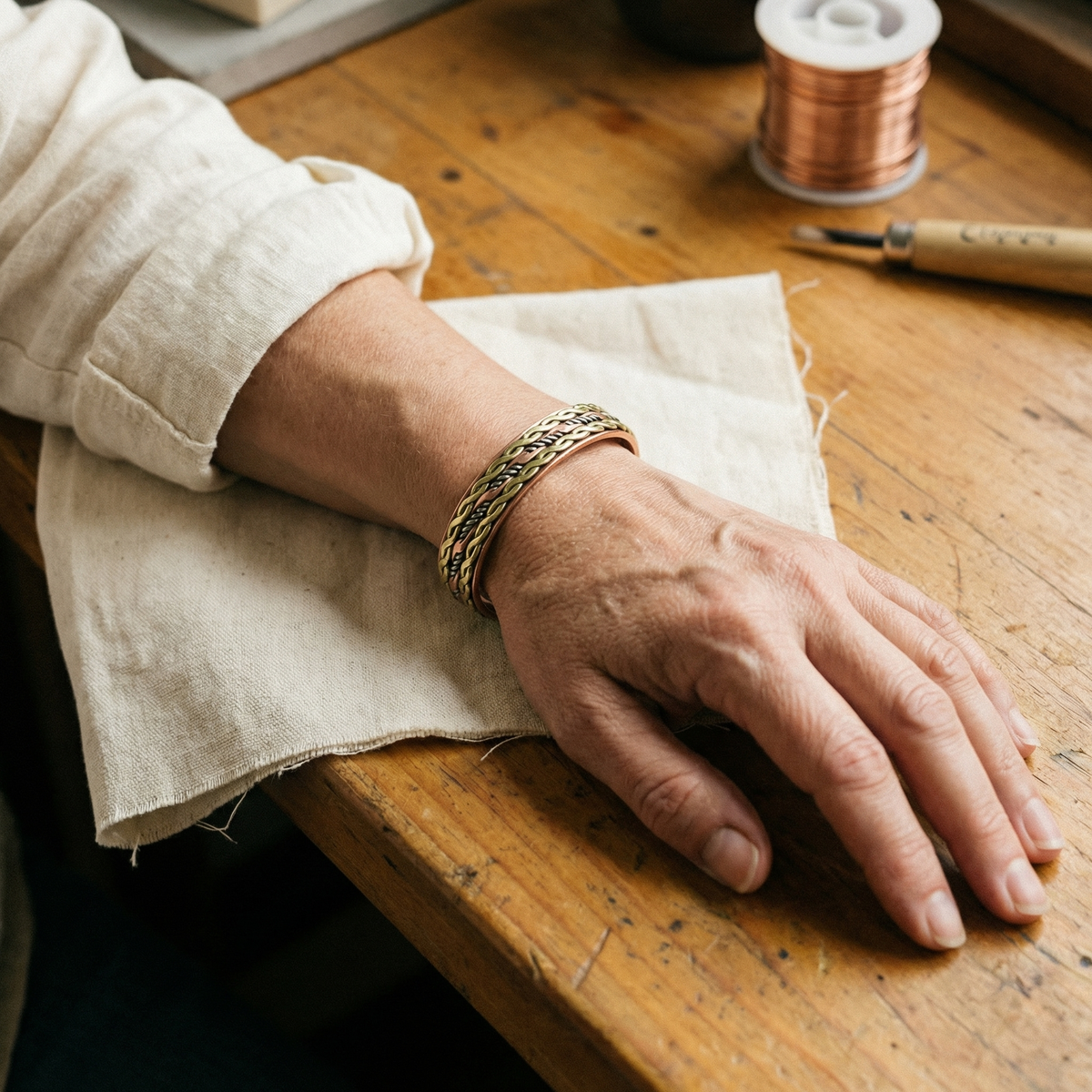 Pulsera de Cobre Elara - Tejido