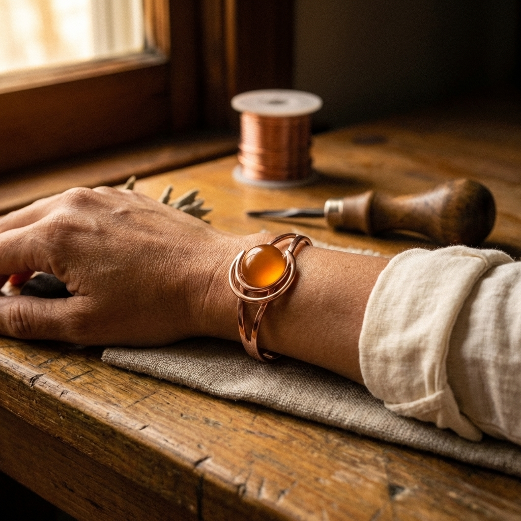 Pulsera de Cobre Elara - Naranja