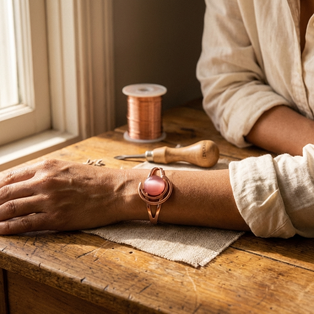 Pulsera de Cobre Elara - Rosa