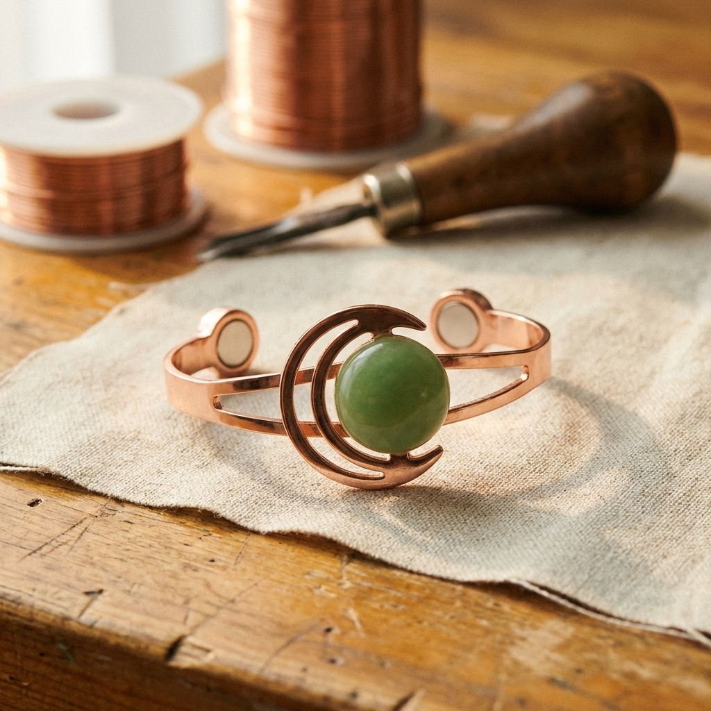 Pulsera de Cobre Elara - Esfera Verde
